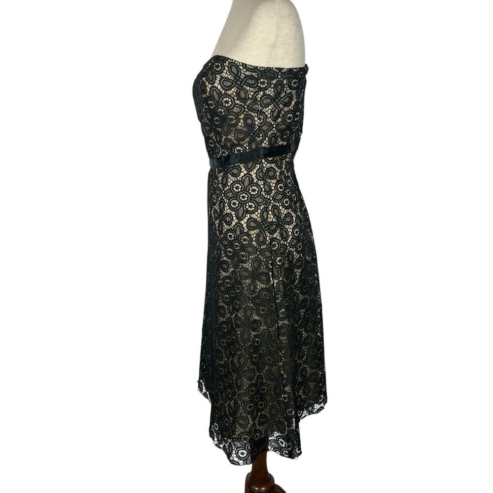 Vintage Y2K Delia's Dress Size 5 Small Black Lace Illusion Strapless Midi - Picture 3 of 15